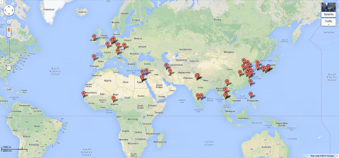 Google Map UCSF Urology Worldwide