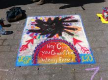 Chalk art "Hey Cancer-You chose the wrong enemy"