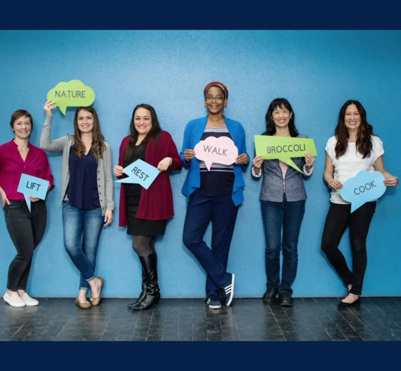 Lifestyle studies group image with various signs