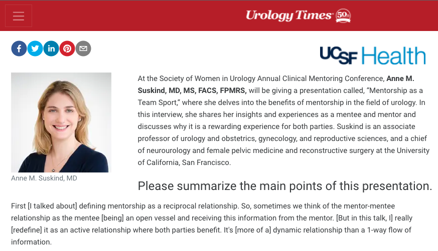 Urology Times article on Dr. Suskind